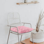 ELFJOY 4 Pack Chair Cushions for Dining Chairs Chair Pads Cushion for Kitchen Office Tufted Textured Square Seat Cushion with Ties (16" Light Pink) - color: Light Pink
