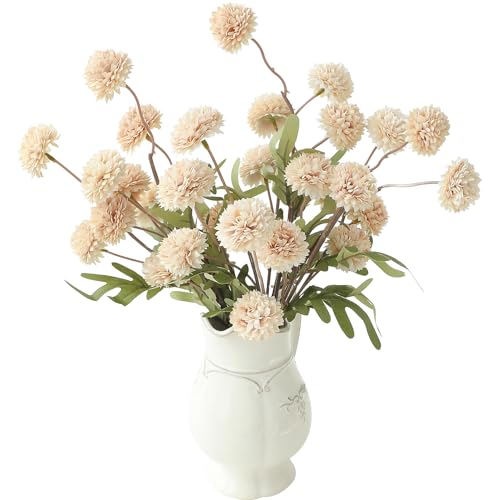 Floroom 6pcs Beige Faux Silk Mums Artificial Flowers, Bulk Fake Small Mini Chrysanthemums with Stems for DIY Champagne Wedding Centerpieces Floral Arrangements Vase Fillers Home Decorations - color: Beige, size: 6pcs