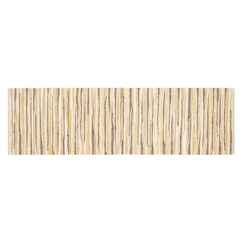 Cotton Hand Woven Chindi Runner Rug 2x6 Feet - Beige, Lightweight Decorative Soft Throw Indoor Floor Rag Rugs Ideal for Hallways, Kitchen, Bedroom | Linen Soft Braided Textured Carpet for Office Décor - color: Beige, size: 2' x 6' (Runner)