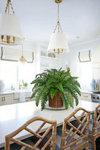 Hollyone Fake Fern Potted Plant Artificial Boston Ferns in Pot Woven Basket 35 Leaves Indoor Faux Fern Bush Plant 20inch for Patio Garden Farmhouse Windowsill Office Living Room Home Decor - size: Woven Pot - Long Fern