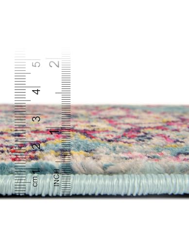 Rugs.com Fleur Collection Rug – 7' x 10' Light Blue Medium-Pile Rug Perfect for Bedrooms, Dining Rooms, Living Rooms - color: Light Blue 11, size: 7' x 10' (Rectangular)
