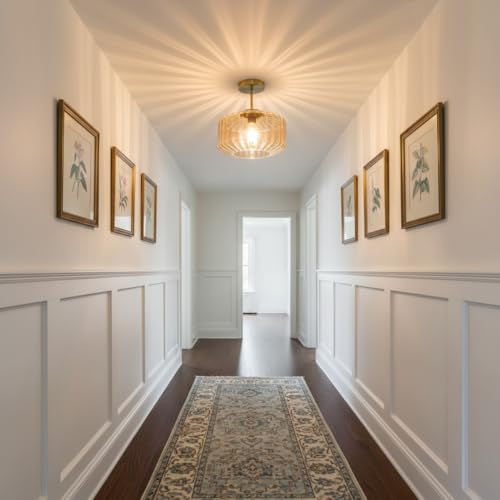 Amber Glass Flush Mount Ceiling Light Fixture, 11.02 Inch Modern Dome Light with Warm Gold Finish for Bedroom, Kitchen, Textured Glass Shade, Easy to Install, 1-Light E26 Socket - color: Amber, 1-Light