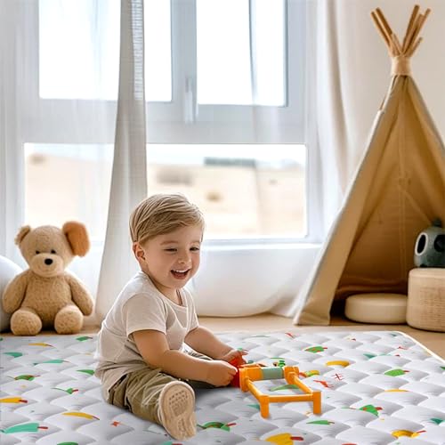 Odorless Premium Foam Baby Play Mat 50" x 50", Soft Microfiber Fabric Crawling Mat for Floor- Comfortable and Hypoallergenic, Non-Slip Cushioned Floor Playpen mat for Infants,Babies,Toddlers - color: C- Forest Party, size: 50" X 50"