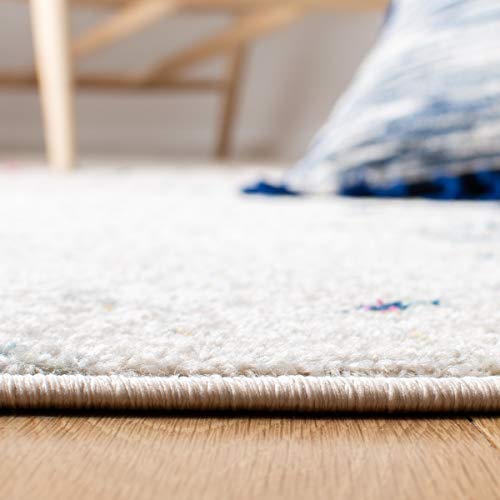 SAFAVIEH Tulum Collection Accent Rug - 2' x 3', Ivory & Blue, Moroccan Boho Distressed Design, Non-Shedding & Easy to Clean, Ideal for Front Door, Kitchen, Entryway, Foyer (TUL270C) - color: Ivory/Blue, size: 2' x 3' (Rectangular)