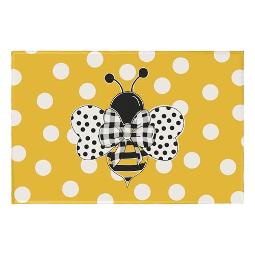 Bee Area Rug Small Spring Summer Entryway Rugs Non-Slip Indoor Outdoor Front Door Mat Soft Floor Carpet for for Kitchen Bedroom Bathroom Room Holiday Decor 2x3 Feet - color: Bee