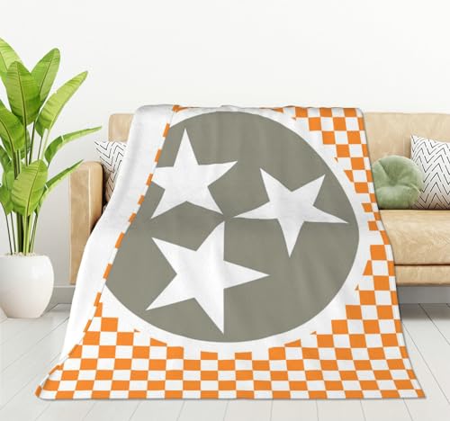 HGOD DESIGNS Tennessee Throw Blanket Ultra Soft Warm All Season Tennessee Orange Grey Star Flag Decorative Fleece Blankets for Bed Chair Car Sofa Couch Bedroom 40"X50" - color: Tennessee, size: 40x50 inch