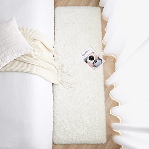 Jelymark Super Soft Shaggy Rug for Bedroom, 2x6 Feet Fluffy Carpet for Living Room, Fuzzy Indoor Plush Area Rug for Home Decor, Furry Floor Rugs for Dorm, Kids Nursery Rug for Girls, Cream White - color: Cream White, size: 2' x 6' (Rectangular)