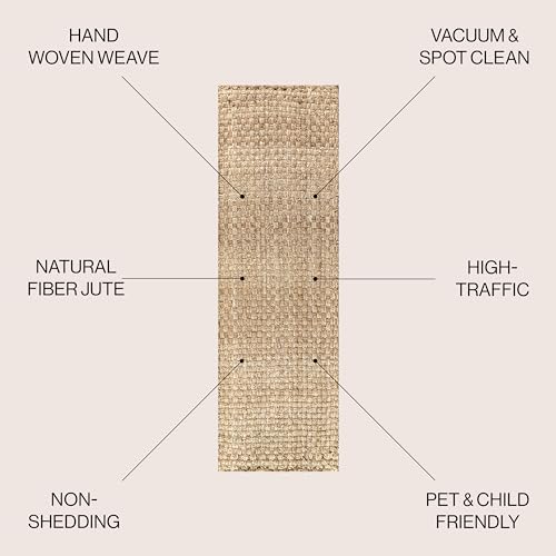 JONATHAN Y Estera Hand Woven Boucle Chunky Jute Natural Runner Rug, 2x12, Bohemian, Transitional, Easy-Cleaning for Living Room, Bedroom, Kitchen, Pet Friendly, Non-Shedding (NFR102A-212) - color: Natural, size: 2'2" x 12' (Runner)