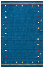 SAFAVIEH Himalaya Collection Area Rug - 5' x 8', Blue, Handmade Boho Tribal Wool, Ideal for High Traffic Areas in Living Room, Bedroom (HIM563M) - color: Blue, size: 5' x 8' (Rectangular)