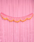 xo, Fetti Pink and Orange Scallop Fringe Banner | Bachelorette Party, Birthday, Summer Decor, Iridescent, Fiesta, Girly, Photo Prop, Backdrop
