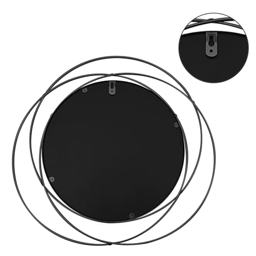 3 Set Round Mirrors for Wall Decor Living Room Bedroom Bathroom Dining Room Metal Circle Mirror Set Boho Decorative Sunburst Wall Art Accent Entryway - Black 9.5 in - color: 3 Set Black Circles, size: 9.5 in