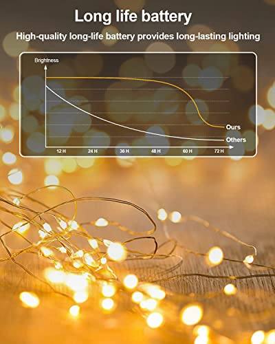 20 Pack Fairy Lights Battery Operated, 3.3ft 20 LED Mini String Lights Twinkle Lights Copper Wire Firefly Starry Lights for Mason Jars Wedding Party Christmas Centerpiece Table Decorations, Warm White - color: Warm White