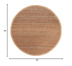 SAFAVIEH Natural Fiber Collection 5' Round Natural NF731A Handmade Farmhouse Fringe Premium Jute Area Rug - size: 5' (Round)