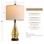 OYEARS 23" Table Lamps for Living Room Set of 2 Bedside Lamps for Night Stands Bedroom Lamps Farmhouse Rattan Boho Lamp Glass Nightlight End Table Lamp,Two Light Points - color: Tea Brown