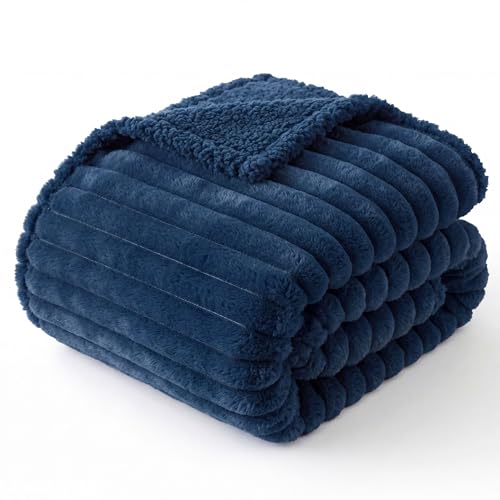 Bedsure ComfyFleece™ Waterproof Dog Blankets for Small Dogs - Soft Puppy Cat Blanket Corduroy Fleece Washable, Cozy Calming Reversible Furniture Protection for Pet Kitten Doggy,25"x35", Navy Blue - color: Night Blue, size: S(25x35")-1pc