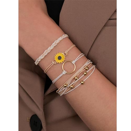 choice of all String Bracelets for Women Boho Wave Surfer Beach Wear Cute Bracelets Set Summer Friendship Jewelry Accessories Beach Stuff - color: A1:4 pcs brown white surfer bracelets