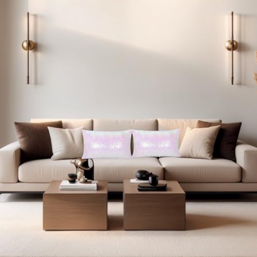 ShinyBeauty Iridescent White Throw Pillow Covers 12X20 Inches Set of 2, Rectangle Pillow Cover, Glitter Fabric Sequin Pillow Case for Couch,Sofa,Living Room Pillows Party Decorations - color: Iridescent White, size: 20" x 12" (Pack of 2)