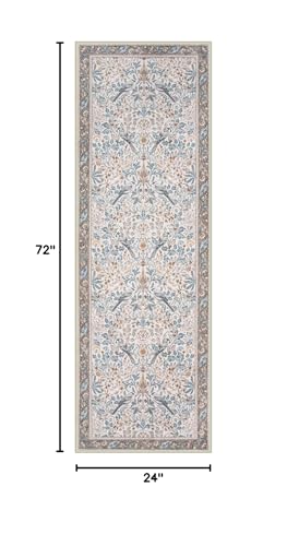 Morebes Boho Floral Birds 2x6 Kitchen Runner Rugs Non Skid Washable, Flower Rug Runners for Hallways Non Slip, Soft Botanical Indoor Throw Carpet for Entry Bedroom Laundry Room, Beige - color: Beige_01, size: 2' x 6' (Rectangular)