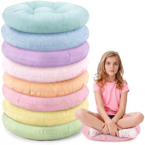 Fumete 8 Pcs 16 Inch Floor Cushions Pillow for Kids Bulk Classroom Round Flexible Seating Floor Cushions for Students Home Daycare School Reading Corner Yoga Meditation Picnic (Candy) - color: Candy