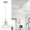 WILON Brushed Nickel Glass Pendant Lights Kitchen Island Lighting, Modern Hanging Lamp for Sink Dining Room Over Table Hallway Entryway Bar Foyer Bathroom - color: Brushed Nickel