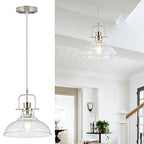 WILON Brushed Nickel Glass Pendant Lights Kitchen Island Lighting, Modern Hanging Lamp for Sink Dining Room Over Table Hallway Entryway Bar Foyer Bathroom - color: Brushed Nickel