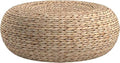 Straw Flat Seat Cushion, Handmade Floor Pouf Mat, Ottoman Footstool for Meditation, Zen, Yoga Practice or Buddha (15.7" Dia. x 6.3" H)