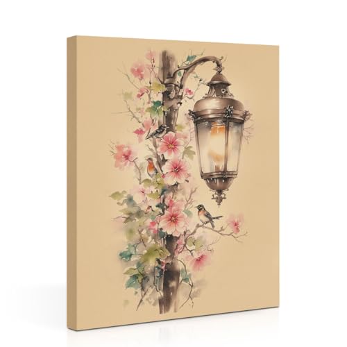 Vintage Birds Flowers Canvas Wall Art, Traditional Persian Birds Bohemian Wall Decor Framed Prints for Kitchen Living Room Bedroom Bathroom Office Apartment Decor, Housewarming Gifts 11.5x15 Inch - color: Multi 1381