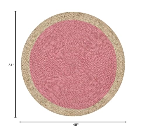 SAFAVIEH Natural Fiber Collection Area Rug - 2'6" x 4' Oval, Pink & Natural Brown, Handmade Jute, Braided Border Design (NF801P) - color: Pink/Natural, size: 2'6" x 4' (Oval)