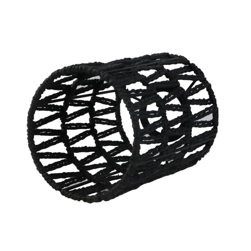 Oedema Rattan Lamp Shade Black Lamp Shade Woven Lampshade 5.9" Height, 4.52" Width, Cylinder Decor Lampshade