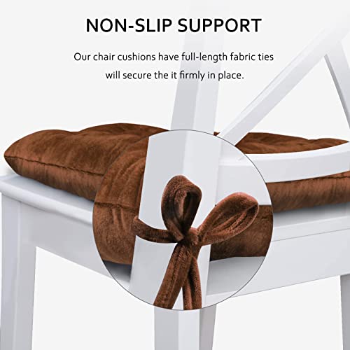 ELFJOY 4 Pack Chair Cushions for Dining Chairs Chair Pads Cushion for Kitchen Office Tufted Square Seat Cushion with Ties (U Shape Coffee) - color: U Shape Coffee