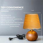 11.4" Modern Wooden Bedside Table Lamp, Small Nightstand Desk Lamp with Fabric Shade, Warm Ambient Light, Dimmable E26 Socket with Bulb Included for Bedroom Living Room (Fabric) - color: Scalloped Fabric+Solid Wood Base