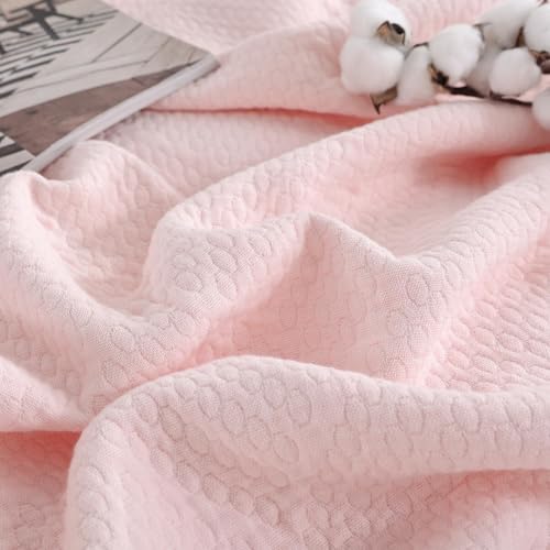 Premium 100% Cotton Blanket – All-Season Soft Breathable Bed Blanket for Throw Size – Lightweight Stylish Textured Throw for Bed– Giftable Cozy Bedding - color: Pink, size: Throw (50"x60")