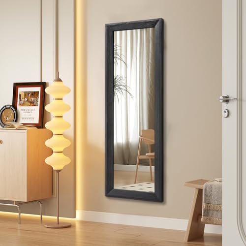 AAZZKANG Full Length Mirror with Wood Framed Modern Large Wall Mirrors 43"x14" Rectangle for Bedroom Living Room Bathroom Dressing Room Entryway Hanging Black - color: Black, size: 43"L x 14"W