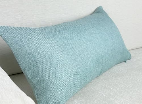 Aiking Home Imitation Burlap Lumbar Pillow Cover 14x26 Inch Vintage Faux Linen Rustic Natural Look, 1 Piece Elegance Farmhouse Style Accents Pillow Case for Indoor Use, Aqua - color: Aqua, size: 26" x 14" (Pack of 1)