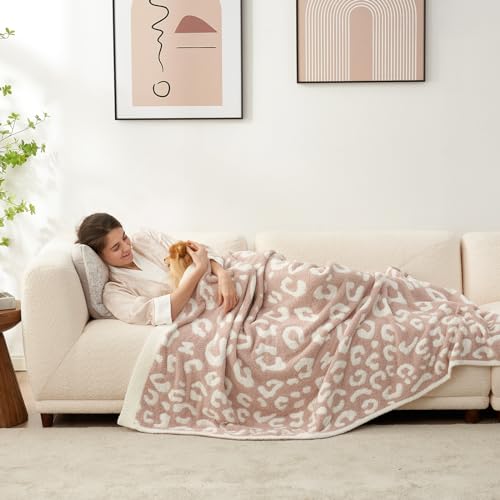 Snuggle Sac Leopard Throw Blanket for Couch Bed Sofa 50x60 inches, Reversible Beige Leopard Blanket Ultra Soft Cozy Blankets for Women Mothers Birthday Gifts - color: Leopard Beige, size: Throw(50"x60")