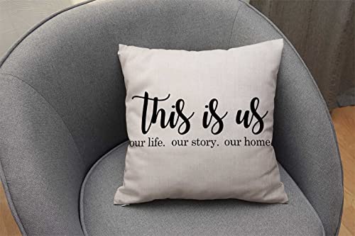 Nphuriy Throw Pillow Cover This is Us Quote Cotton Linen Cushion Cover 16 x 16 Inches Standard Square Decorative Pillow Cover for Sofa and Bed Double Side Print - color: Multi 34