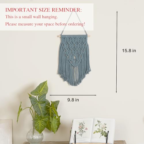 Small Macrame Wall Hanging Decor Boho Tapestry for Bedroom Living Room Dorm Nursery and Office, Cute Aesthetic Wall Art for Small Spaces for Teen Girls and Home Decor (Light Blue, 16*10 Inch) - color: Light Blue
