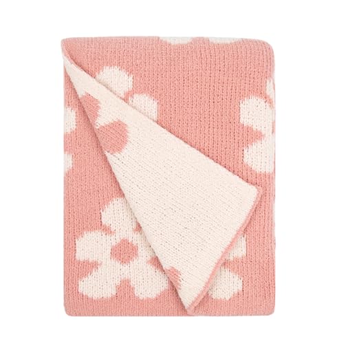 Living Textiles Pink Floral Daisy Chenille Soft Baby Blanket Reversible Premium Cozy Fabric for Best Comfort - Infant,Toddler,Newborn,Swaddle,Nursery,Boy,Girl,Unisex, Throw,Crib,Stroller,Gift 40x30in - color: Floral Daisy