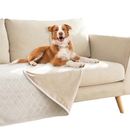 fuguitex Waterproof Dog Blanket Bed Cover Dog Crystal Velvet Moroccan Fuzzy Cozy Plush Pet Blanket Throw Blanket for Couch Sofa(30 * 70 inch, Cream+Beige) - color: Cream+beige, size: 30x70 Inch (Pack of 1)