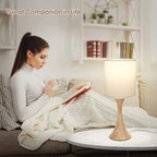 Bedside Touch Lamp, 3 Way Dimmable Touch Control Table Lamp, Wood Grain Farmhouse Table Lamp, Modern Nightstand Lamp with White Shade for Bedroom, Dorm, Office, 3000K LED Bulb Included - color: Wood Grain Base with White Shade