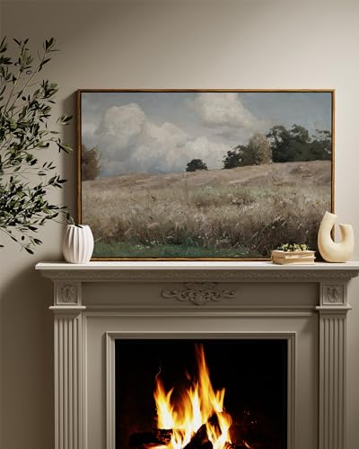 InSimSea Framed Canvas Wall Art Vintage Decor, Farmhouse Scenery Vast Field Grassland Paintings, Large Prints, Nature Landscape Wall Decoration for Living Room Bedroom Bathroom, 24"x36" - color: Corn Field, size: 36"L x 24"W