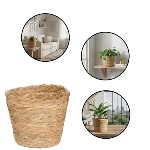 Woven Basket for Plants - Rattan Plant Basket with Boho Design for Indoor Decor and Small Item Storage - size: 15x11x11 cm