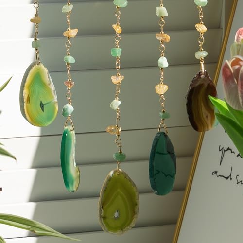 Green Tree of Life Dream Catchers with Agate Pendant Natural Dream Catchers for Aunt Wall Decor Handmade Dreamcatcher Wall Hanging Ornament for Bedroom Living Room Home Decor - color: Purple Tree