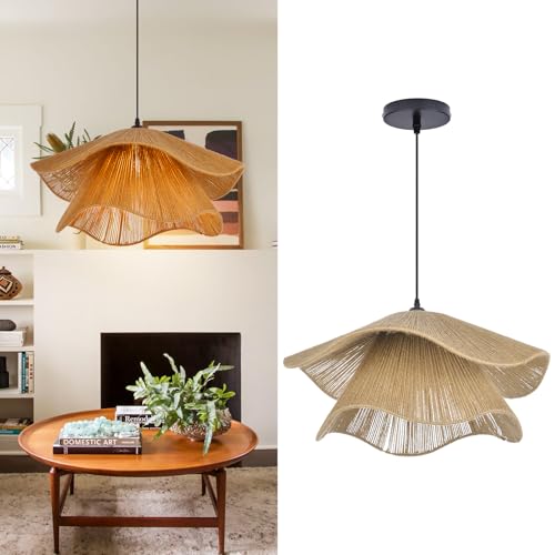 Arturesthome Pendant Light for Foyer Hallway Woven Pendant Lighting,Coastal Rope Lamp Shade Creative Ceiling Hanging Light for Dining Table Room - size: 23.6"*11"