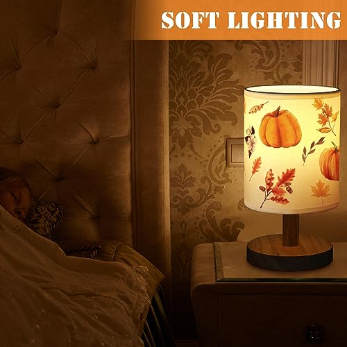 VIHOSE Fall Autumn Bedside Lamp Thanksgiving Pumpkin Table Harvest Lamp Vintage Decorations Lampshade for Table Living Room Dorm Home Office - style: Pumpkin