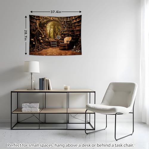 QGHOT Bookshelf Tapestry, Fairy Tale Forest Academic Tapestry Wall Hanging Fantasy Witch Backdrop for Bedroom Living Room Decor 37.4" x 28.7" - color: D, size: 28.7"L x 37.4"W