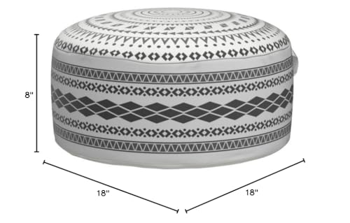 MOCOFO Unstuffed Round Pouf Covers Boho Colorful Geometric Ottoman Pouf Cover with Handle Design,Decoration Footstool for Living Room,Bedroom,Patio (Black,18x18x8) - color: Black
