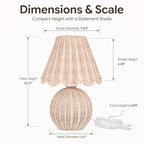 BySea Meadow Woven Desk Lamp, Natural Rattan Boho Nightstand Lamp for Bedroom, Hand-Woven Small Table Lamp with Warm Amber Glow, Rustic Bedside Light for Living Room, Nursery, 1.95m Long Cord