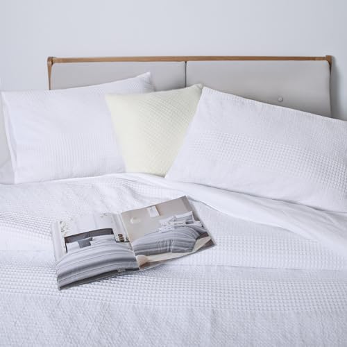 YINFUNG Waffle Duvet Cover King Cotton Textured Duvet Cover Set Striped Waffle Weave Knit Bedding Set Crisp White Farmhouse Luxury 104x90 - color: White, size: King