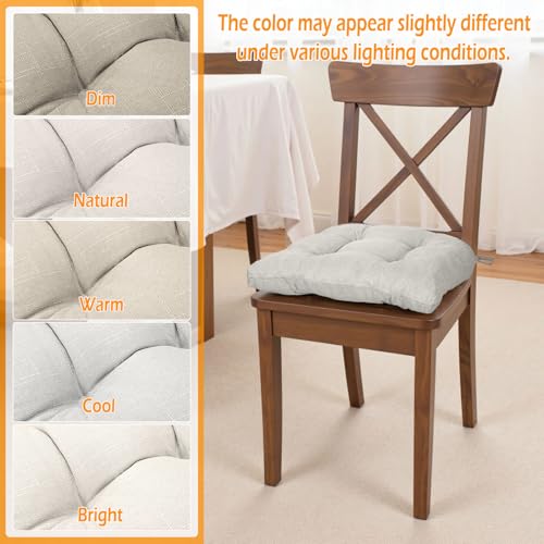 Chair Cushions for Dining Chairs Set of 6, Non Slip Indoor Kitchen Chair Cushions with Ties, Tufted Memory Foam Seat Chair Pads, 17" x 16" x 3", Cream - color: Cream, size: Pack of 6